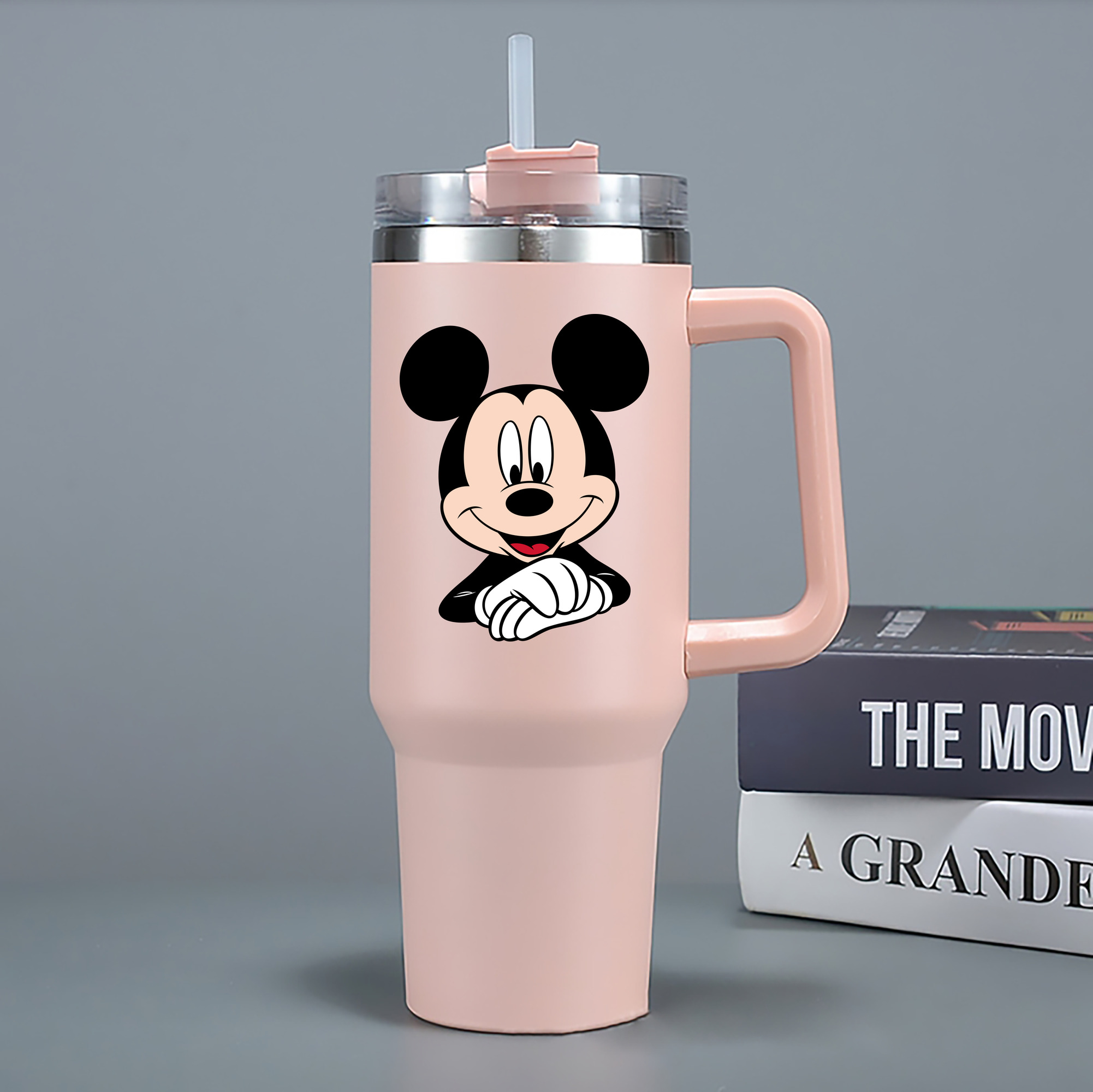 （画像用） ミッキーマウス Mickey Mouse 1200mL車用タンブラー - クリスタルステッカー（プラスチックストロー付き）